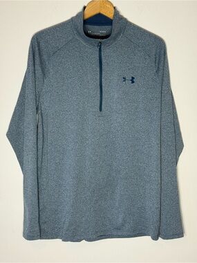 Under Armour Heatgear Heather Blue Quarter-zip Long Sleeve Performance Tee
